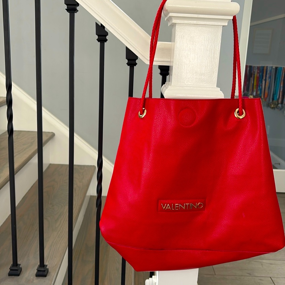 Red Valentino large tote, reversible to bright pink!